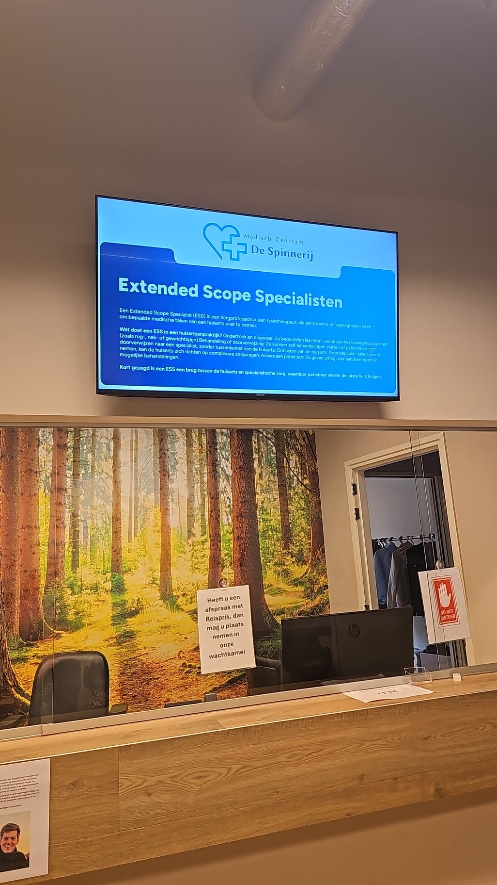 NarrowSculpt-informatiescherm bij Medisch Centrum De Spinnerij